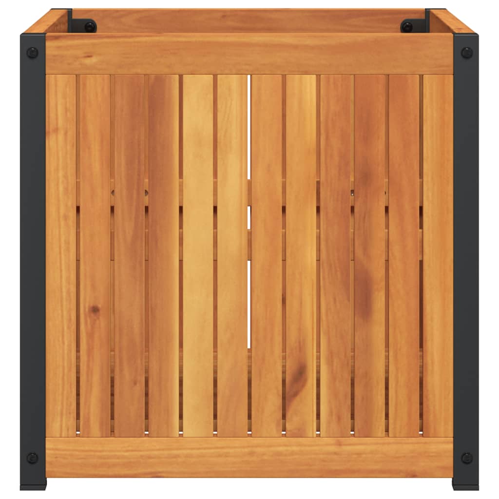 vidaXL Pflanzkübel 45x45x44 cm Massivholz Akazie und Stahl
