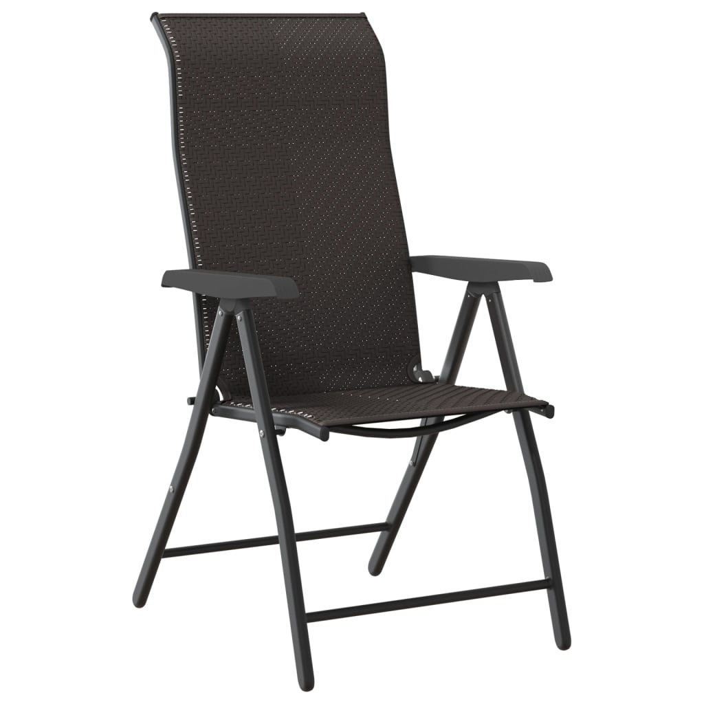 vidaXL Gartenstühle 4 Stk. Klappbar Schwarz Kaffeebraun Poly Rattan
