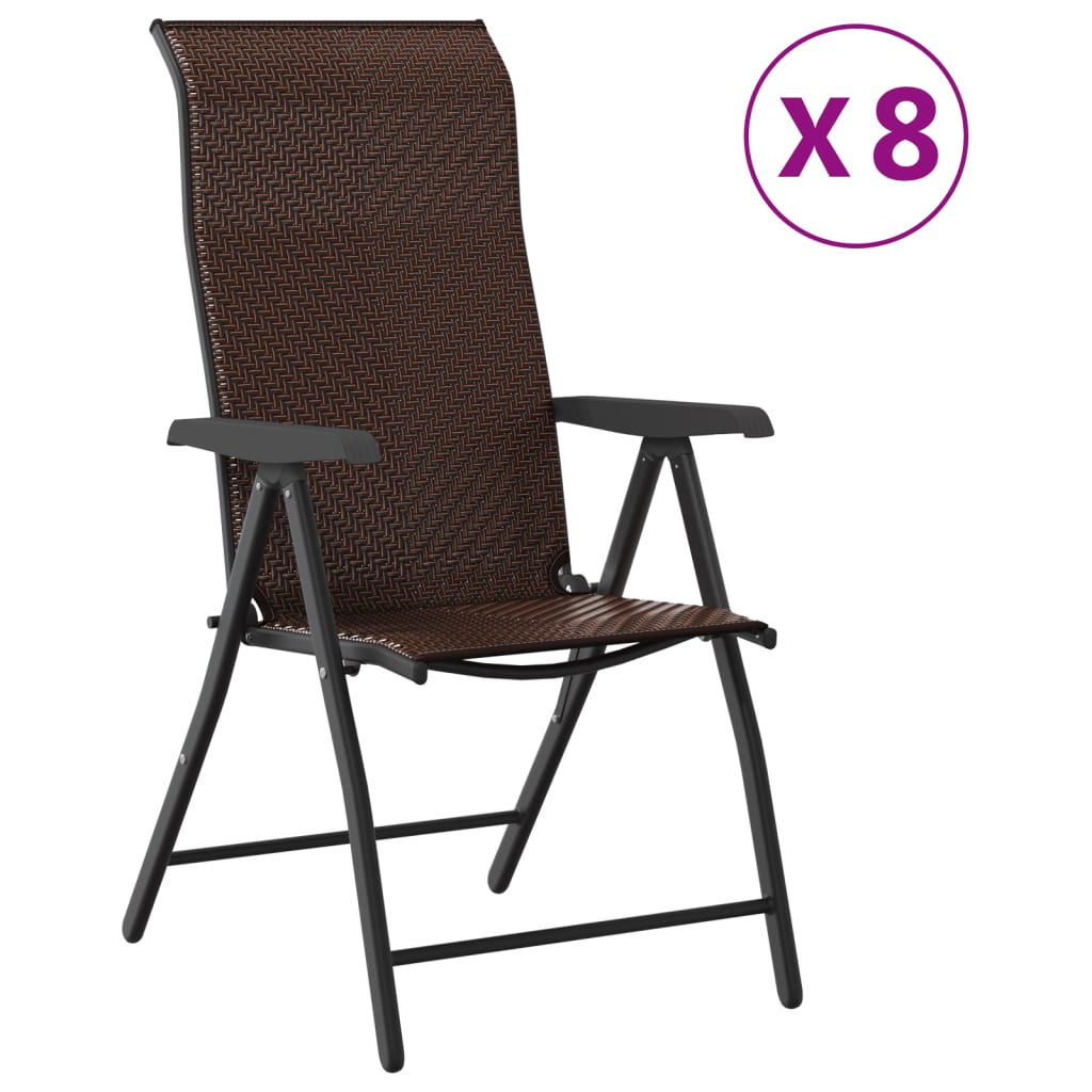 vidaXL Gartenstühle 8 Stk. Klappbar Braun Poly Rattan