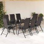 vidaXL Gartenstühle 8 Stk. Klappbar Schwarz Kaffeebraun Poly Rattan