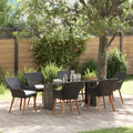 vidaXL Garten Essgruppe mit Kissen 7 pcs Schwarz Poly-Rattan