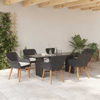 vidaXL Garten Essgruppe mit Kissen 7 pcs Schwarz Poly-Rattan