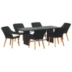 vidaXL Garten Essgruppe mit Kissen 7 pcs Schwarz Poly-Rattan