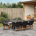 vidaXL Garten Essgruppe mit Kissen 9 pcs Schwarz Poly-Rattan