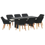 vidaXL Garten Essgruppe mit Kissen 9 pcs Schwarz Poly-Rattan