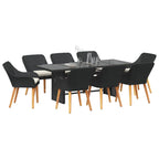 vidaXL Garten Essgruppe mit Kissen 9 pcs Schwarz Poly-Rattan