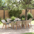 vidaXL Garten Essgruppe 7 pcs Hellgrau Poly-Rattan