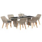 vidaXL Garten Essgruppe 7 pcs Hellgrau Poly-Rattan