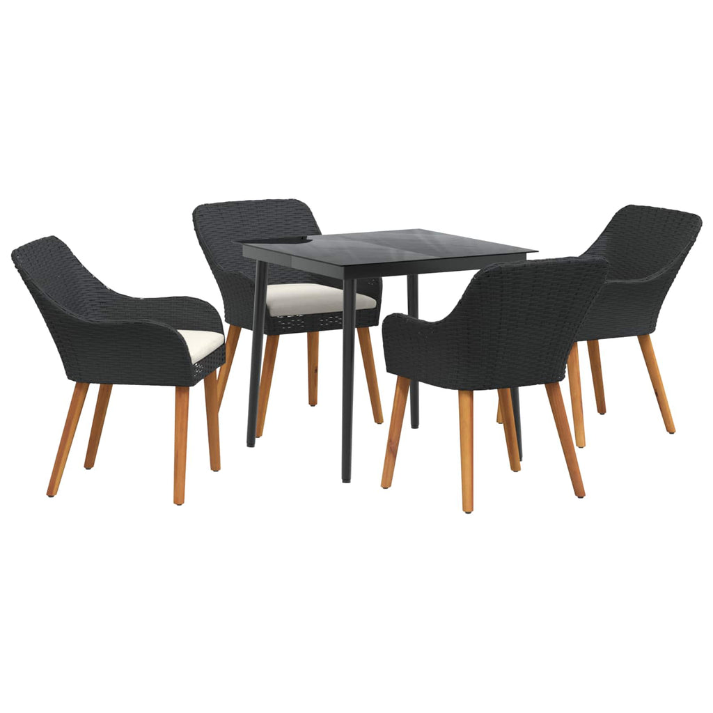 vidaXL Garten Essgruppe mit Kissen 5 pcs Schwarz Poly-Rattan