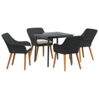 vidaXL Garten Essgruppe mit Kissen 5 pcs Schwarz Poly-Rattan