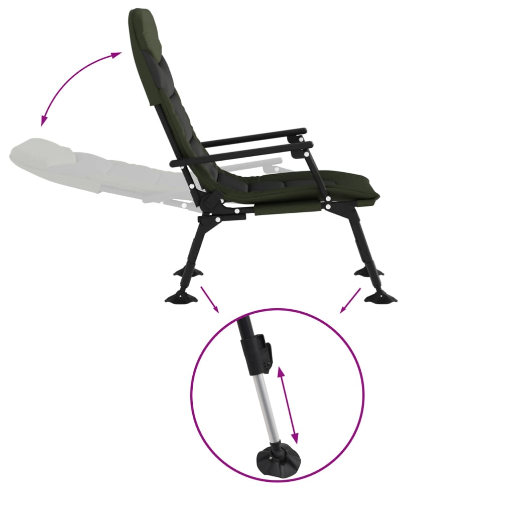 vidaXL Angelstuhl mit Armlehnen Klappbar Grün
