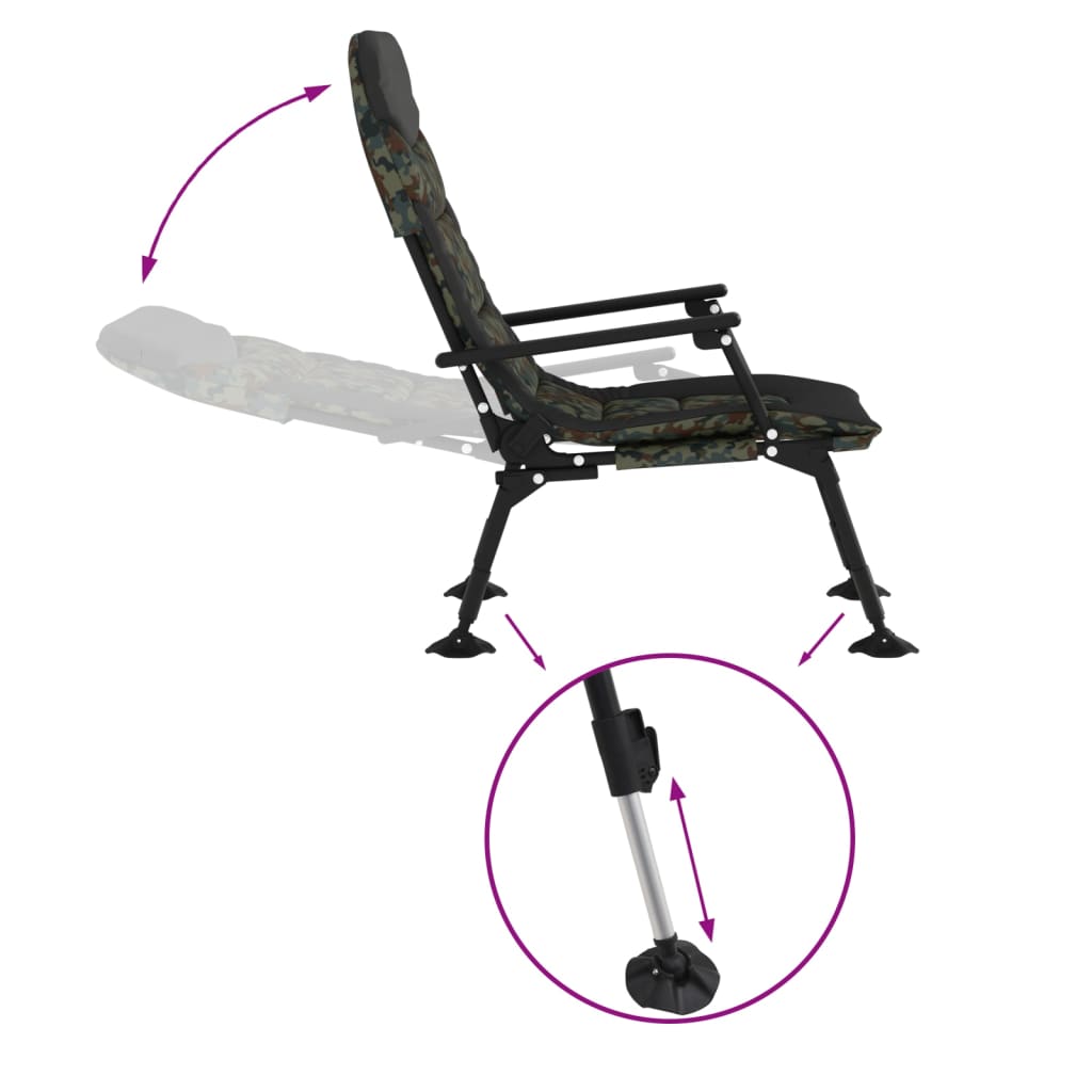 vidaXL Angelstuhl mit Armlehnen Klappbar Tarnmuster