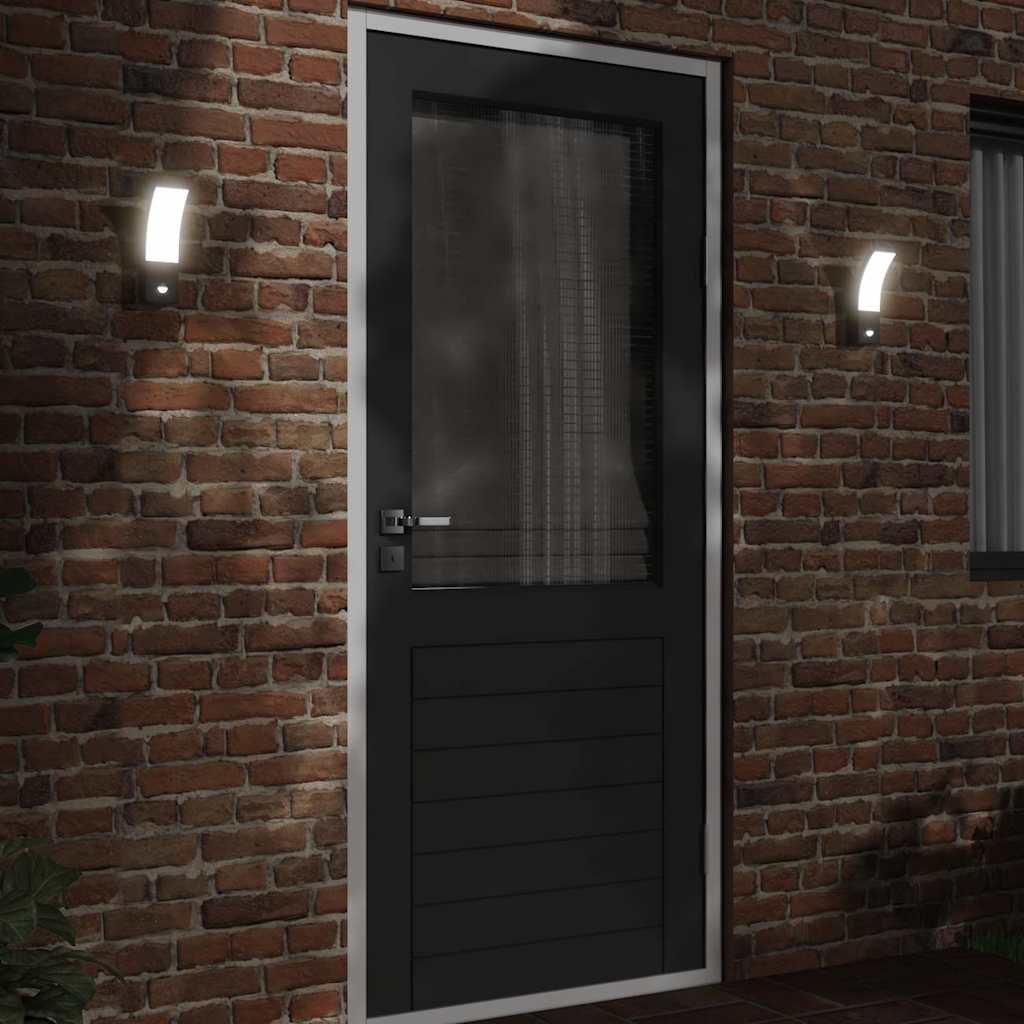 vidaXL LED-Außenwandleuchten mit Sensor 2 Stk. Schwarz Aludruckguss