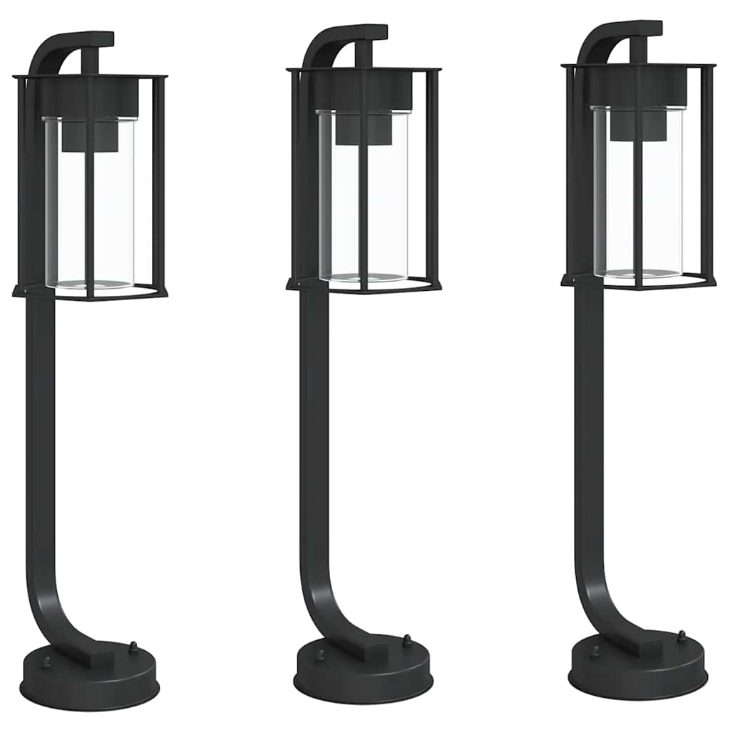 vidaXL Wegeleuchten 3 Stk. Schwarz 60 cm Edelstahl