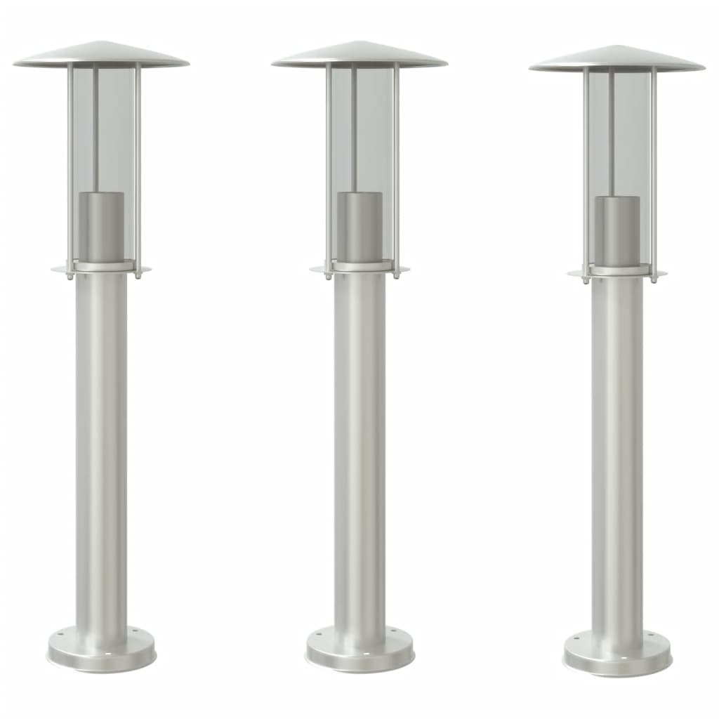 vidaXL Wegeleuchten 3 Stk. Silbern 60 cm Edelstahl