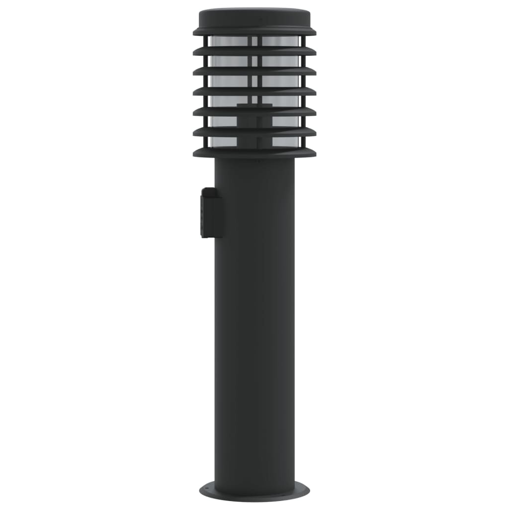 vidaXL Wegeleuchte mit Steckdose Schwarz 60 cm Edelstahl