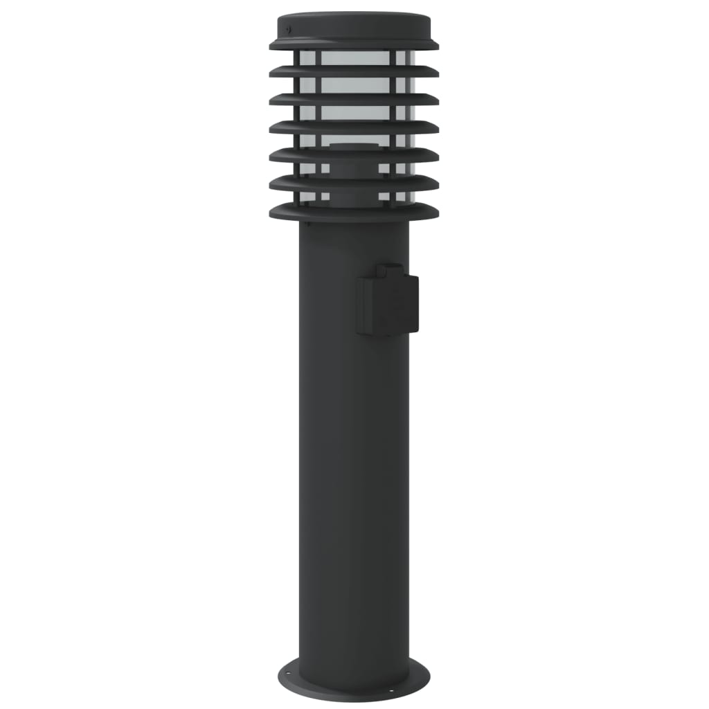 vidaXL Wegeleuchten mit Steckdose 3 Stk. Schwarz 60 cm Edelstahl