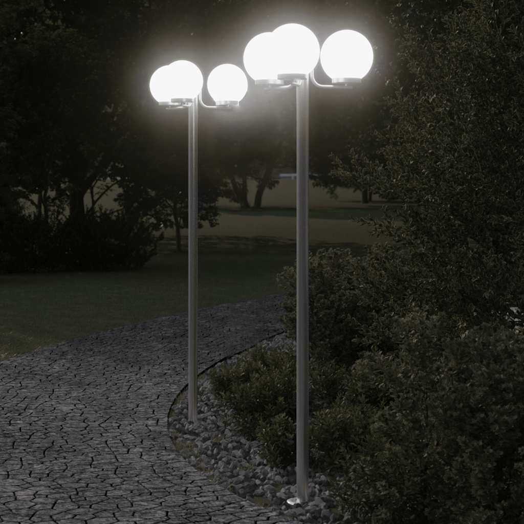 vidaXL Wegeleuchten 2 Stk. Silbern 215 cm Edelstahl