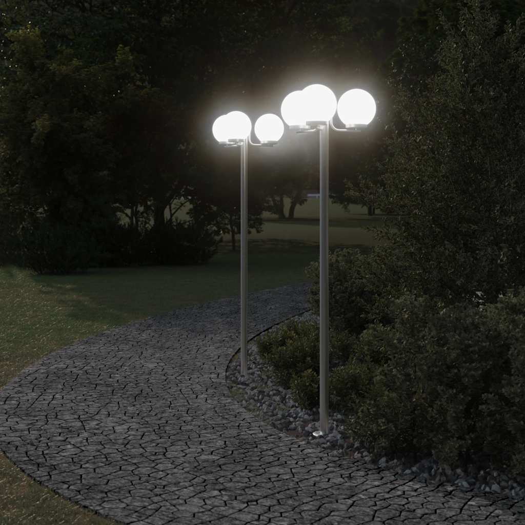 vidaXL Wegeleuchten 2 Stk. Silbern 215 cm Edelstahl