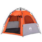 vidaXL Campingzelt 4 Personen Grau und Orange Quick Release