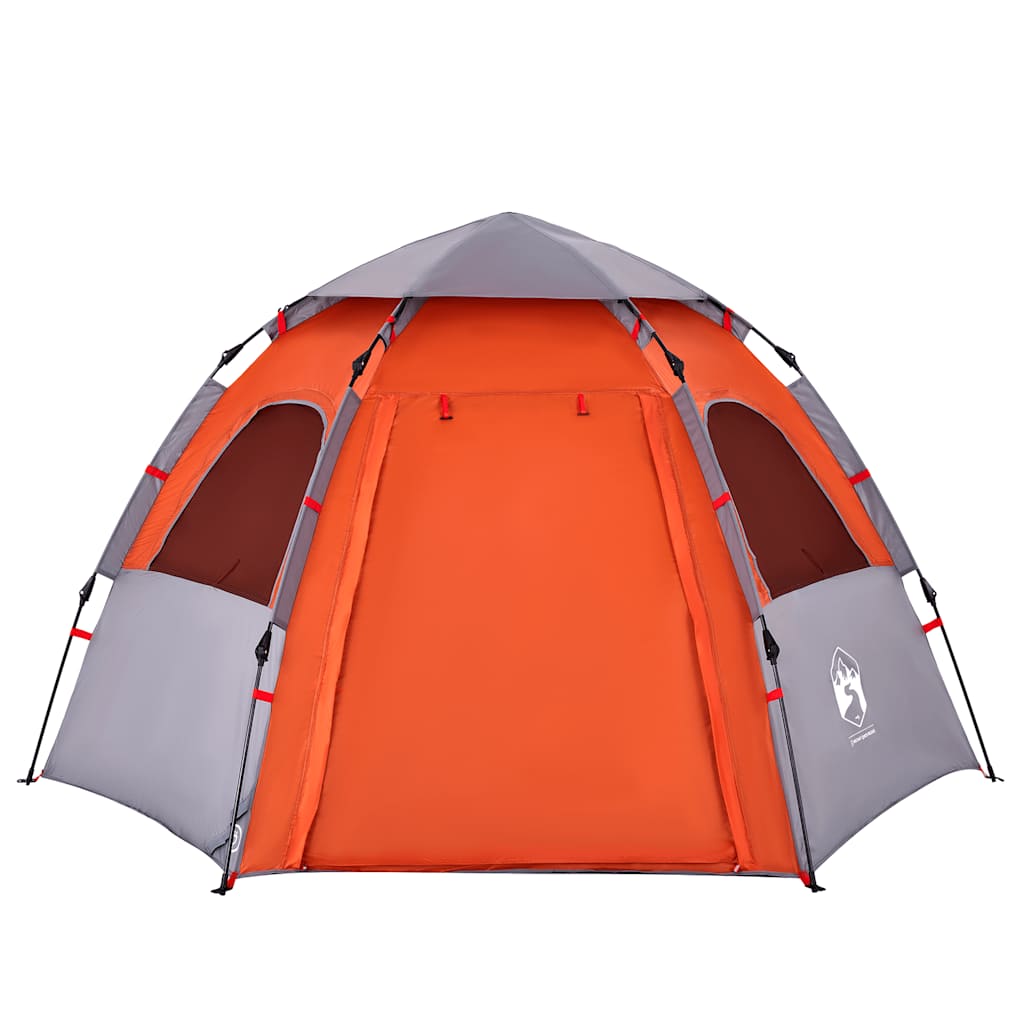 vidaXL Campingzelt 4 Personen Grau und Orange Quick Release