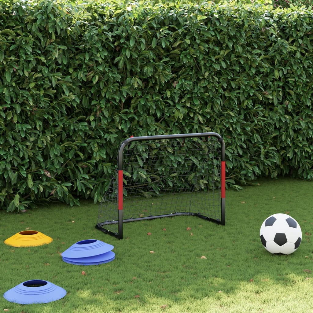 vidaXL Fußballtor mit Netz Rot und Schwarz 90x48x71 cm Stahl