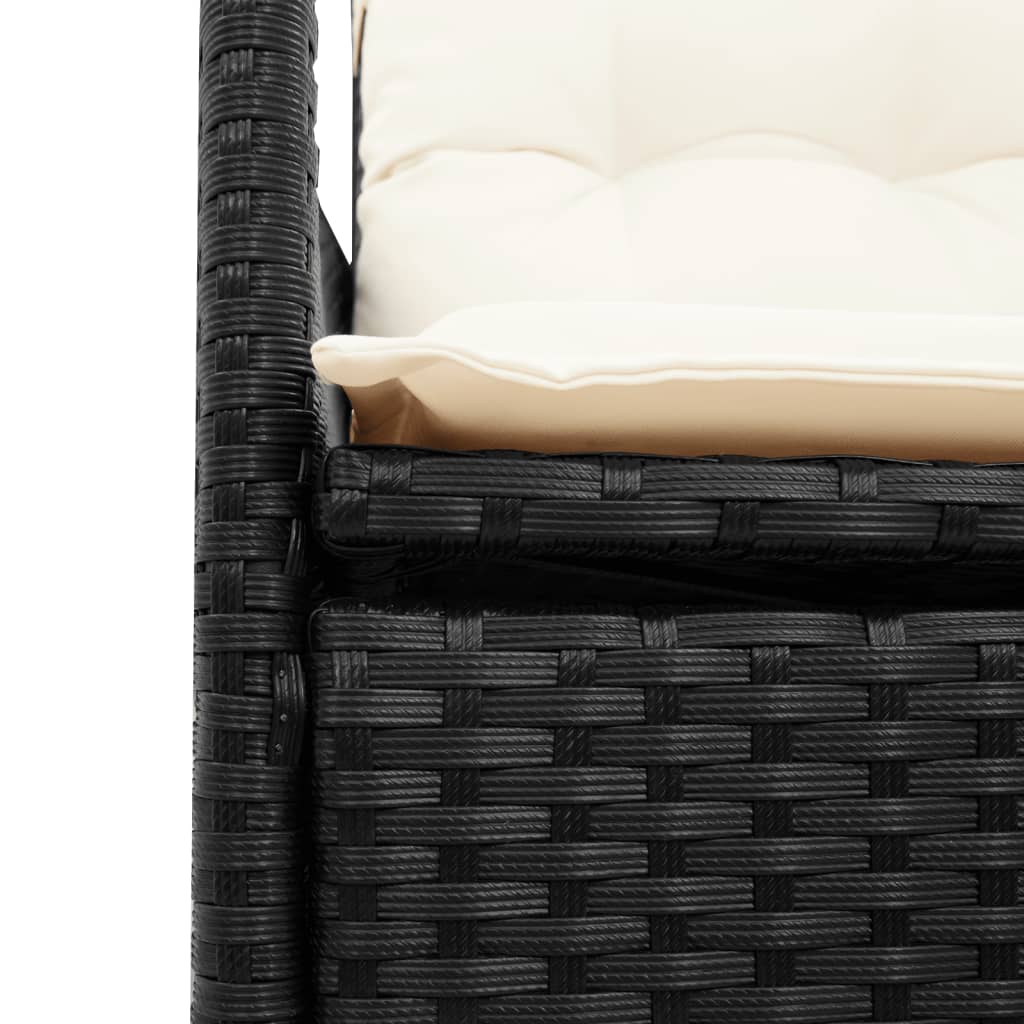 vidaXL 3-tlg. Bistro-Set mit Kissen Schwarz Poly Rattan und Akazie