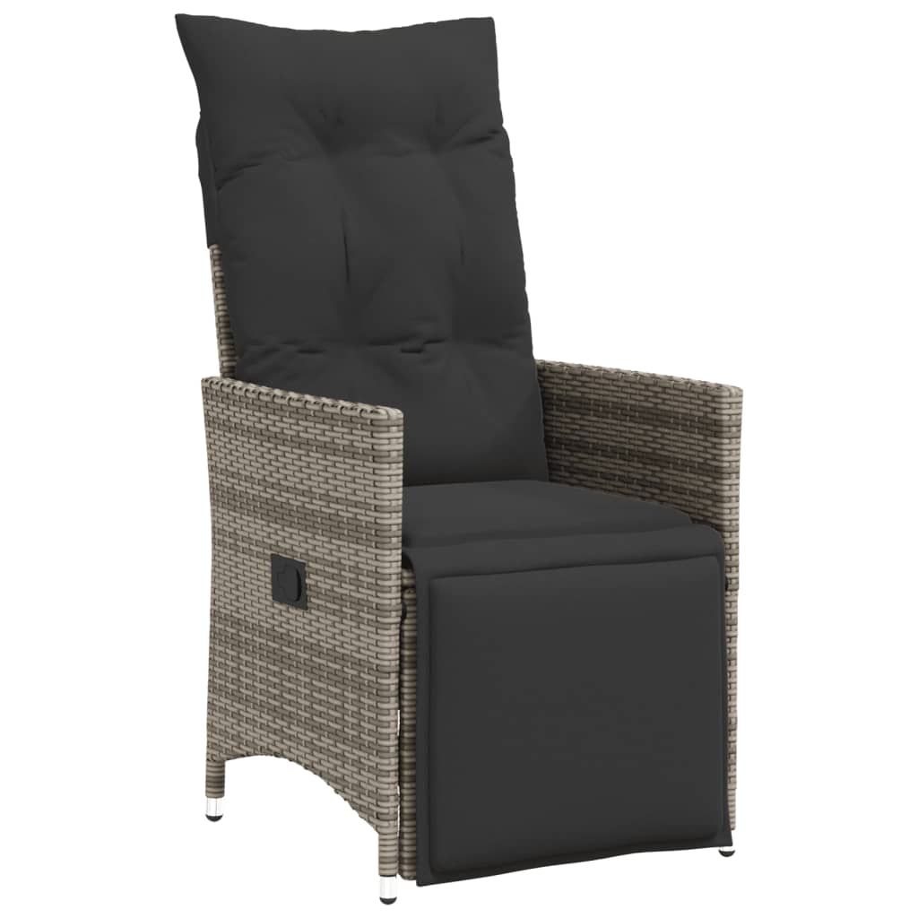 vidaXL 5-tlg. Garten-Bistro-Set mit Kissen Grau Poly Rattan