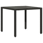 vidaXL 3-tlg. Garten-Essgruppe mit Kissen Schwarz Poly Rattan Glas