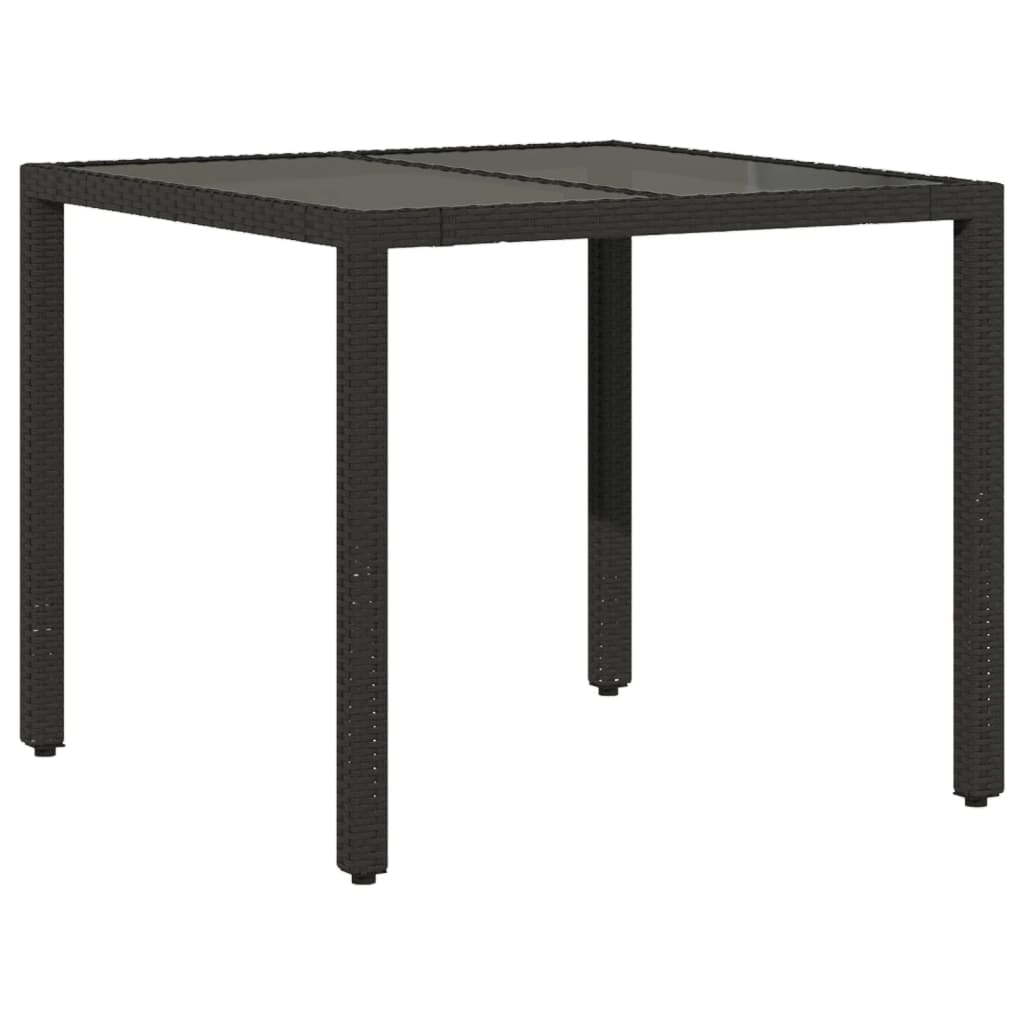 vidaXL 5-tlg. Garten-Essgruppe mit Kissen Schwarz Poly Rattan und Glas