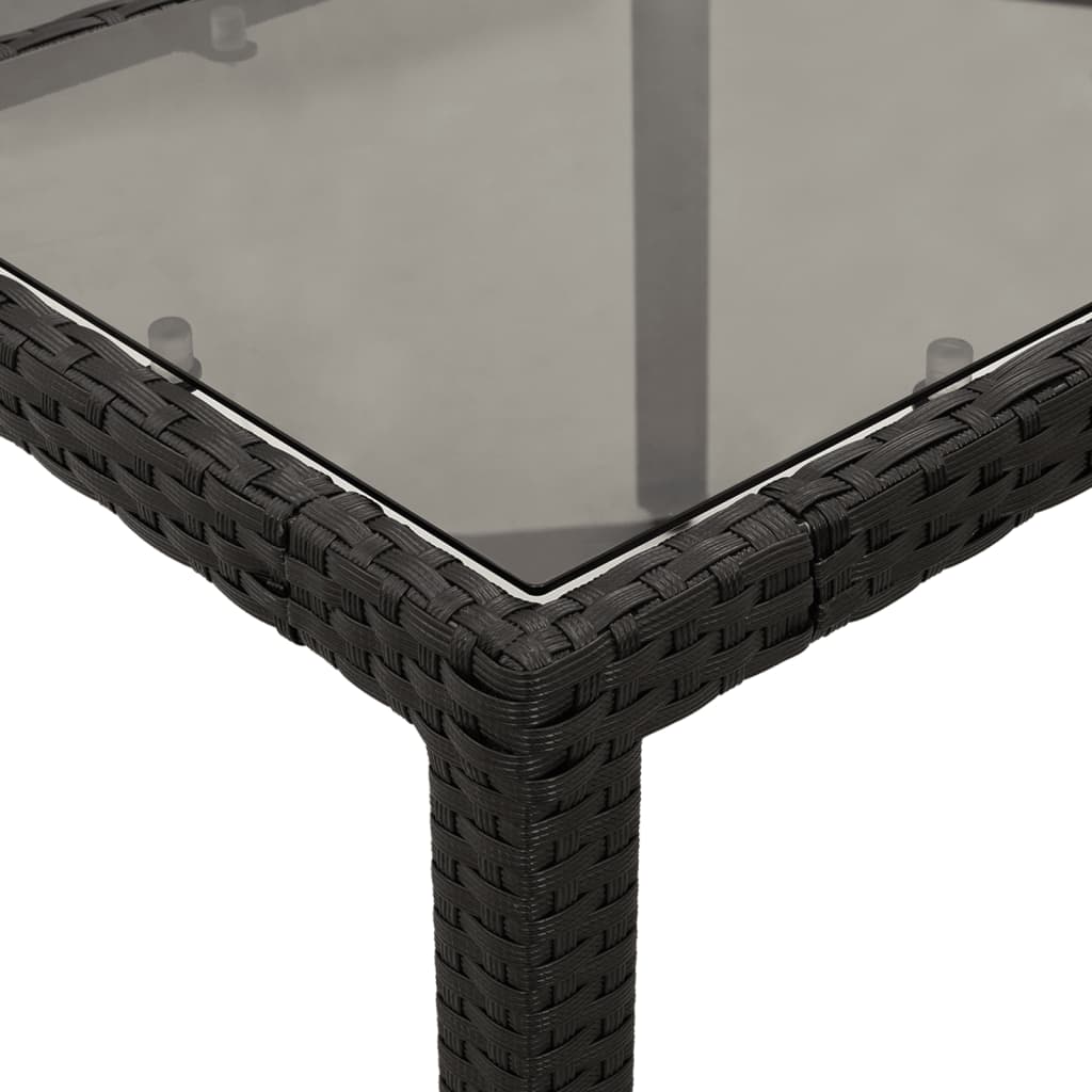 vidaXL 5-tlg. Garten-Essgruppe mit Kissen Schwarz Poly Rattan und Glas