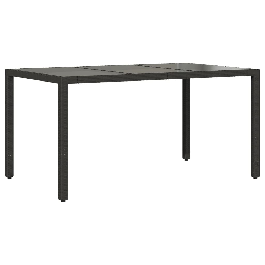 vidaXL 7-tlg. Garten-Essgruppe mit Kissen Schwarz Poly Rattan Glas