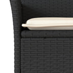 vidaXL 9-tlg. Garten-Essgruppe mit Kissen Schwarz Poly Rattan und Glas