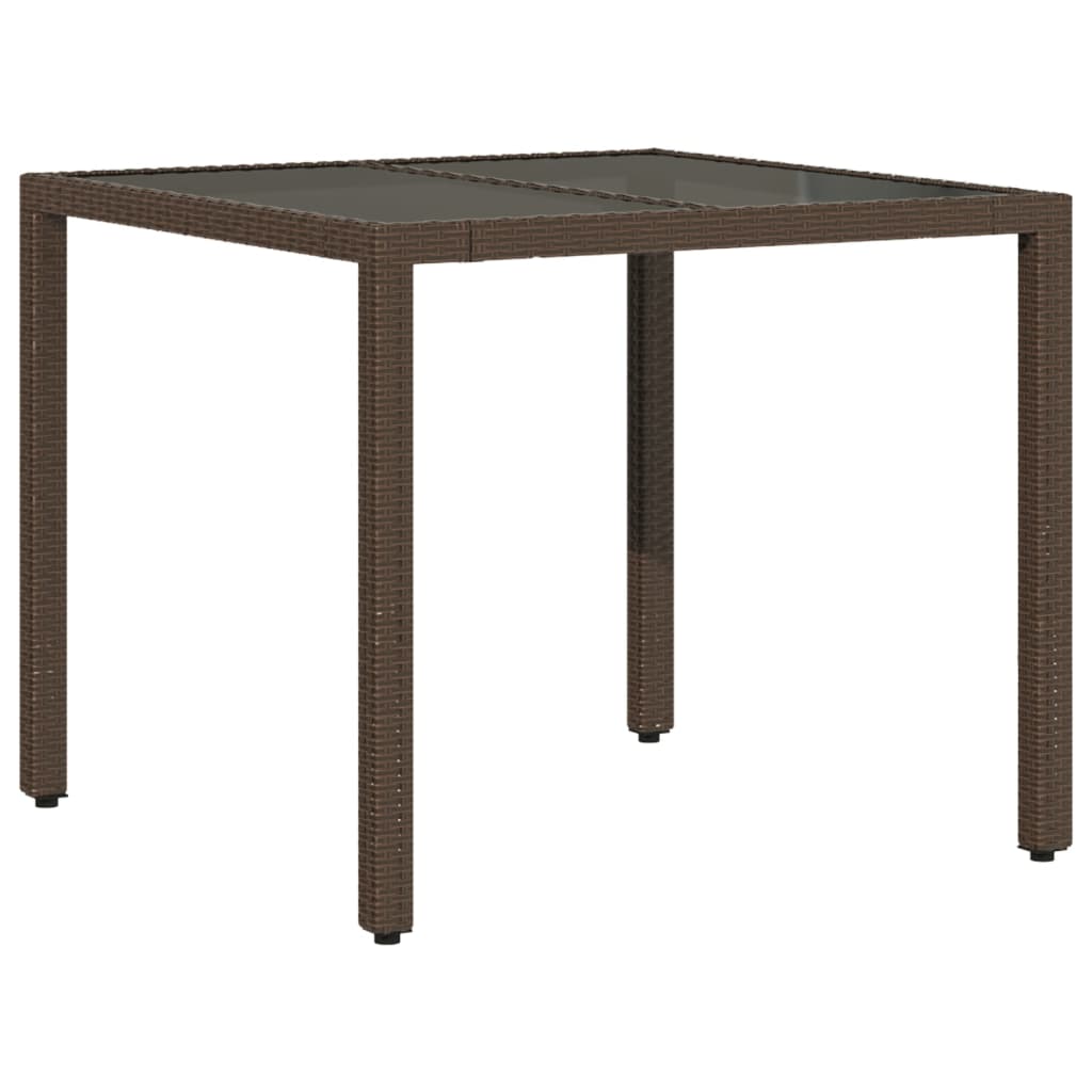 vidaXL 5-tlg. Garten-Essgruppe mit Kissen Braun Poly Rattan Glas