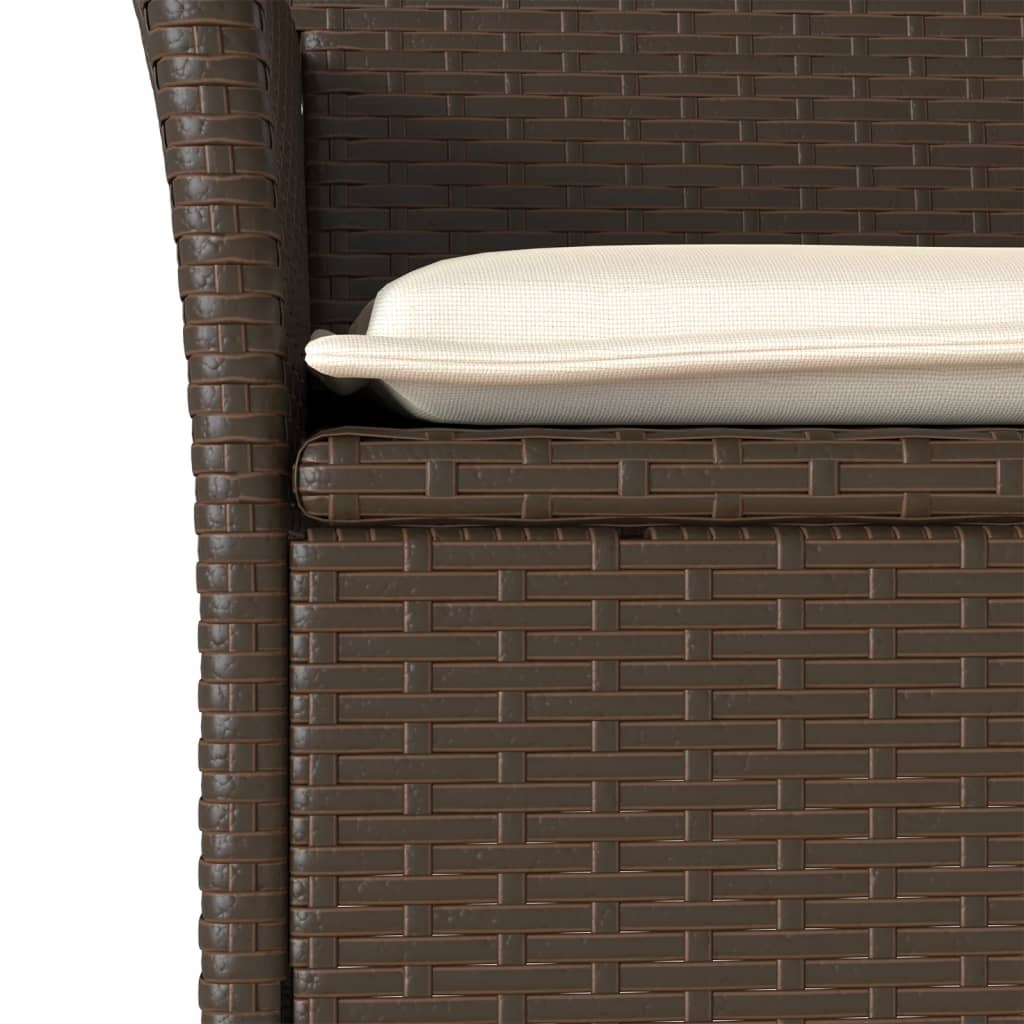 vidaXL 5-tlg. Garten-Essgruppe mit Kissen Braun Poly Rattan Glas