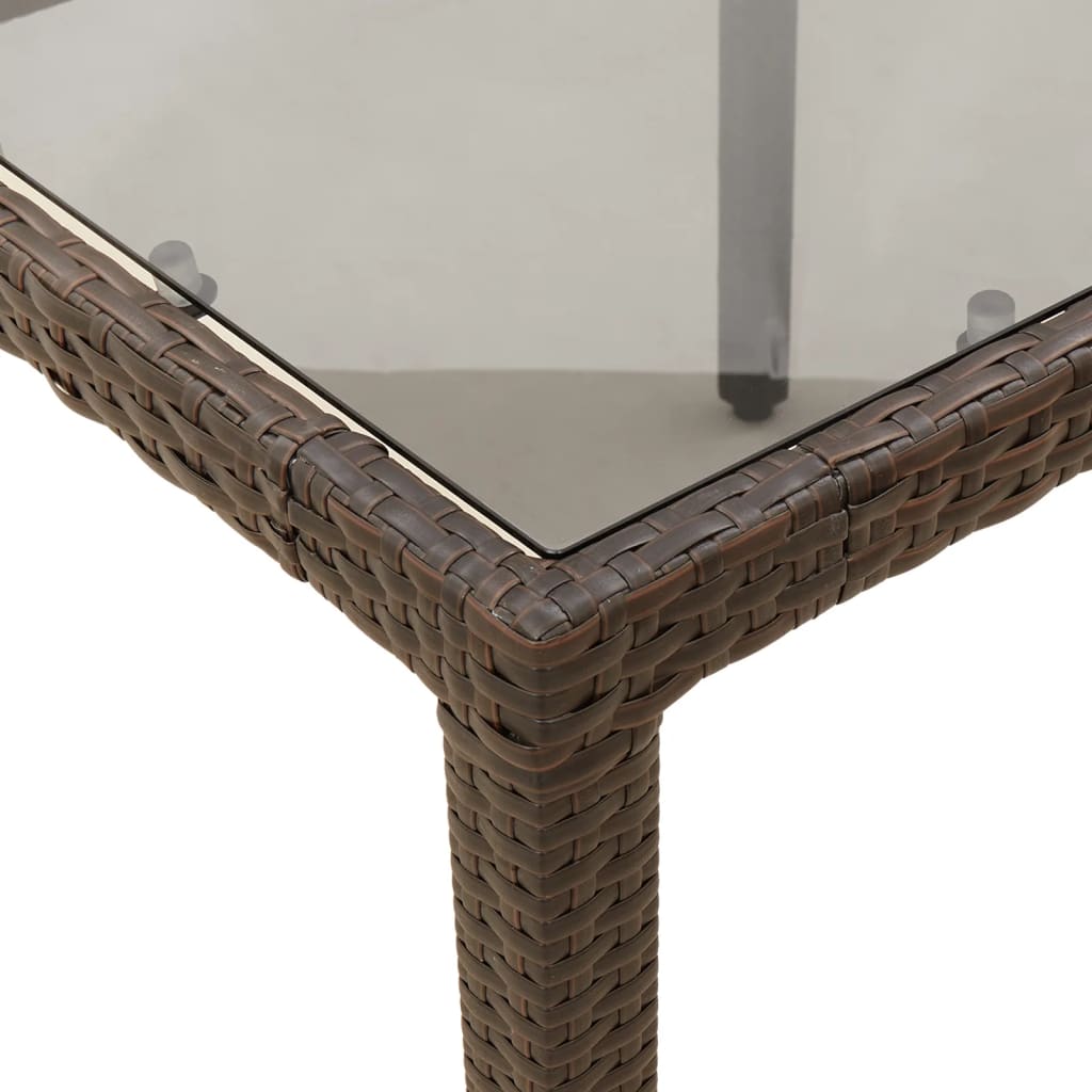 vidaXL 5-tlg. Garten-Essgruppe mit Kissen Braun Poly Rattan Glas
