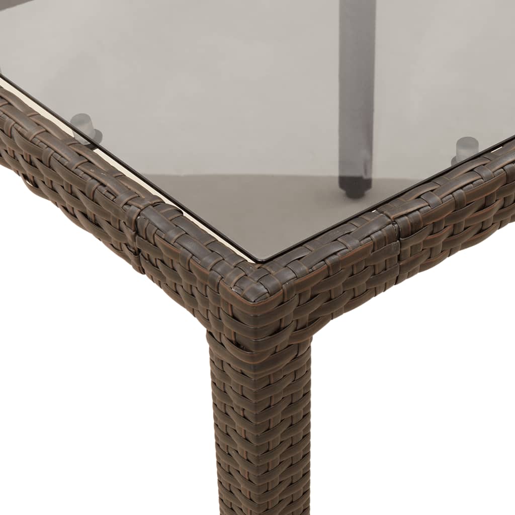 vidaXL 7-tlg. Garten-Essgruppe mit Kissen Braun Poly Rattan und Glas