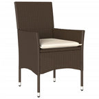 vidaXL 9-tlg. Garten-Essgruppe mit Kissen Braun Poly Rattan Glas
