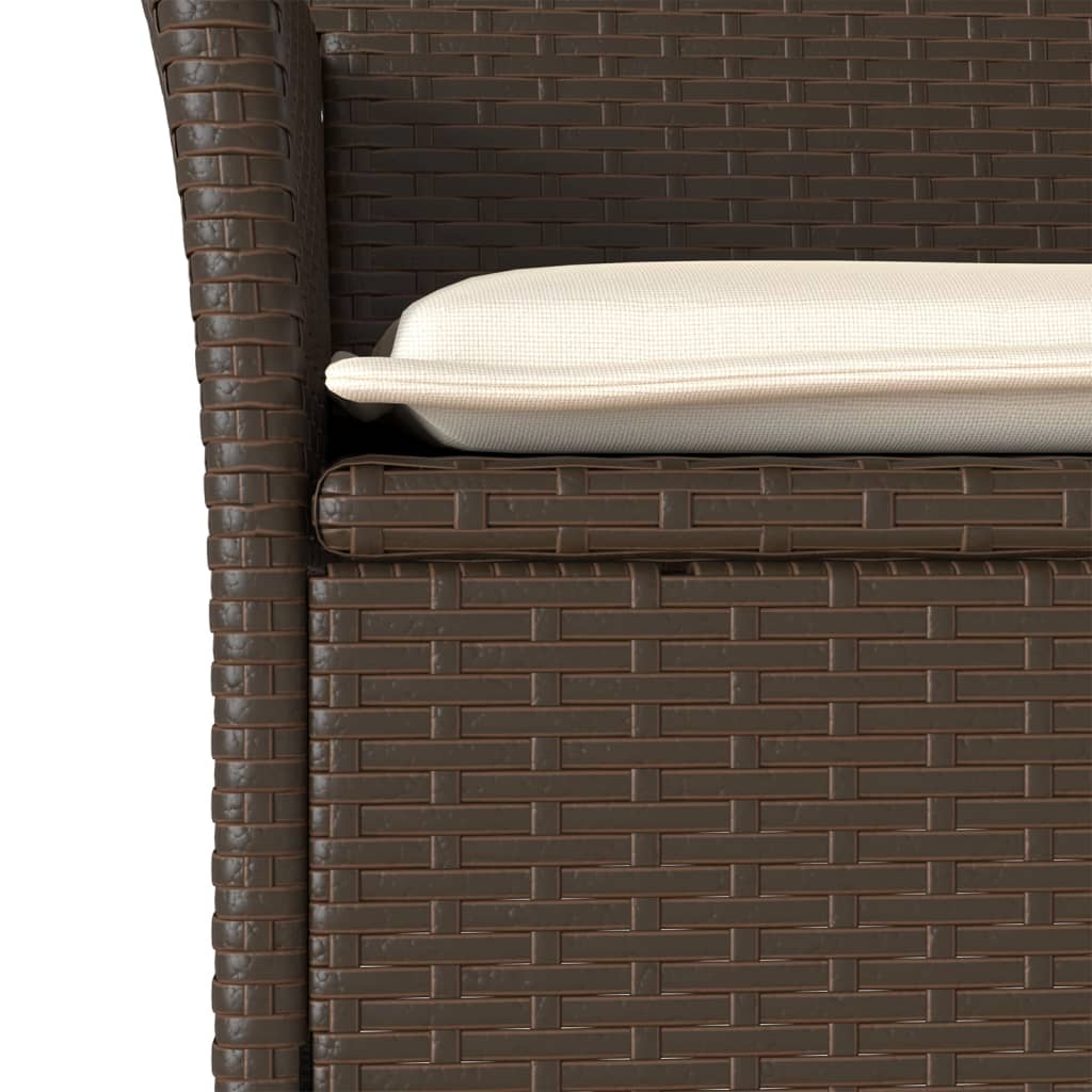 vidaXL 9-tlg. Garten-Essgruppe mit Kissen Braun Poly Rattan Glas