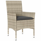 vidaXL 7-tlg. Garten-Essgruppe mit Kissen Hellgrau Poly Rattan & Glas
