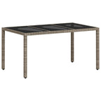 vidaXL 7-tlg. Garten-Essgruppe mit Kissen Hellgrau Poly Rattan & Glas