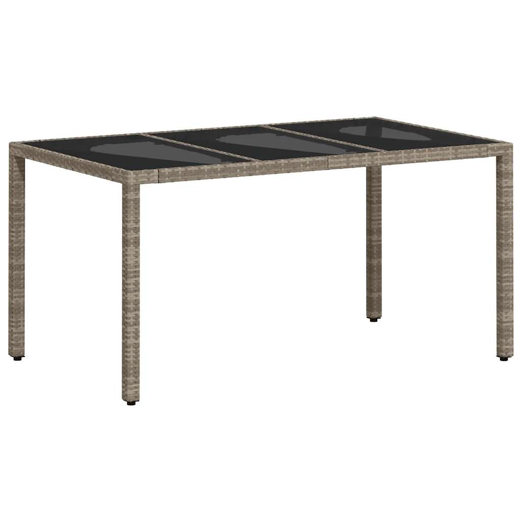 vidaXL 7-tlg. Garten-Essgruppe mit Kissen Hellgrau Poly Rattan & Glas