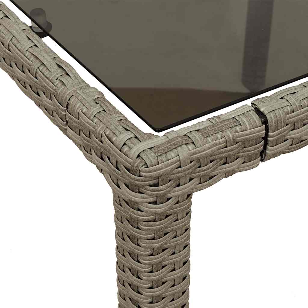 vidaXL 7-tlg. Garten-Essgruppe mit Kissen Hellgrau Poly Rattan & Glas