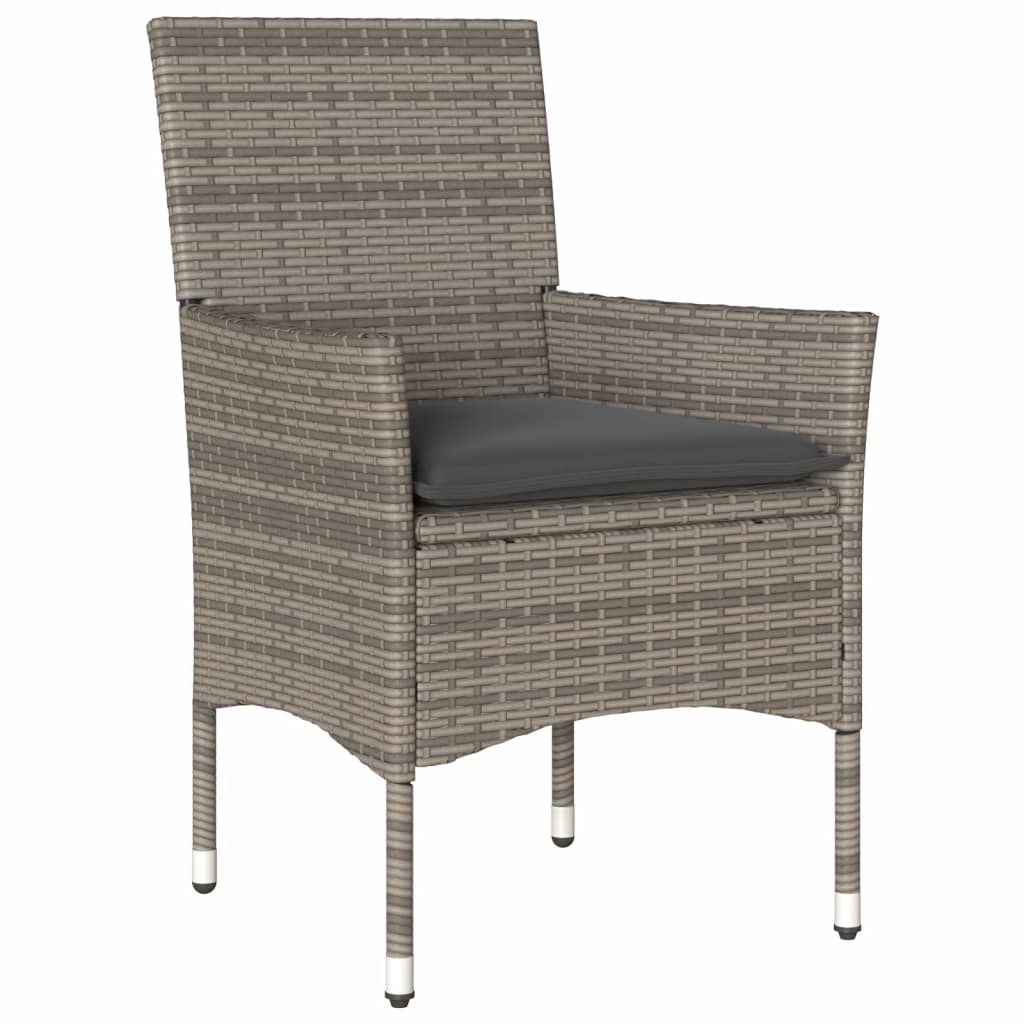vidaXL 11-tlg. Garten-Essgruppe mit Kissen Grau Poly Rattan Glas