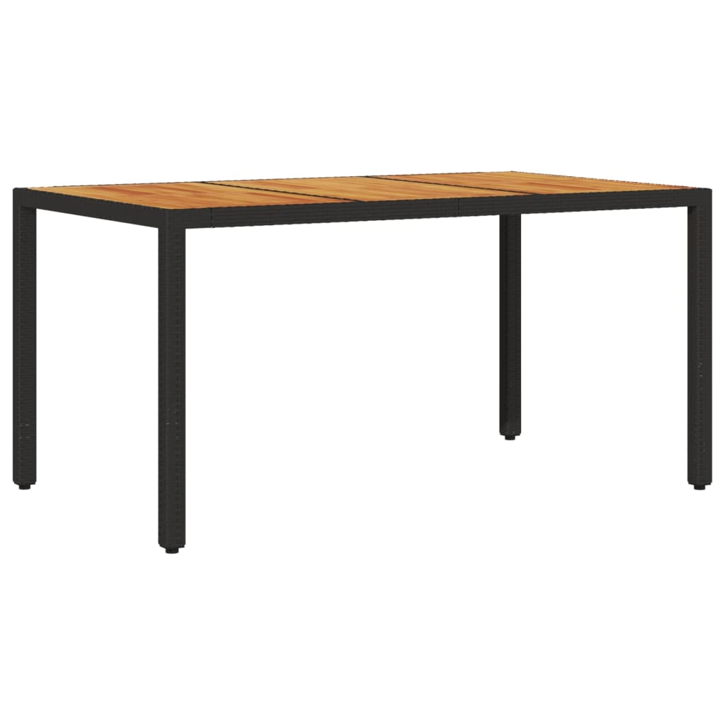 vidaXL 7-tlg. Garten-Essgruppe mit Kissen Schwarz Poly Rattan Akazie