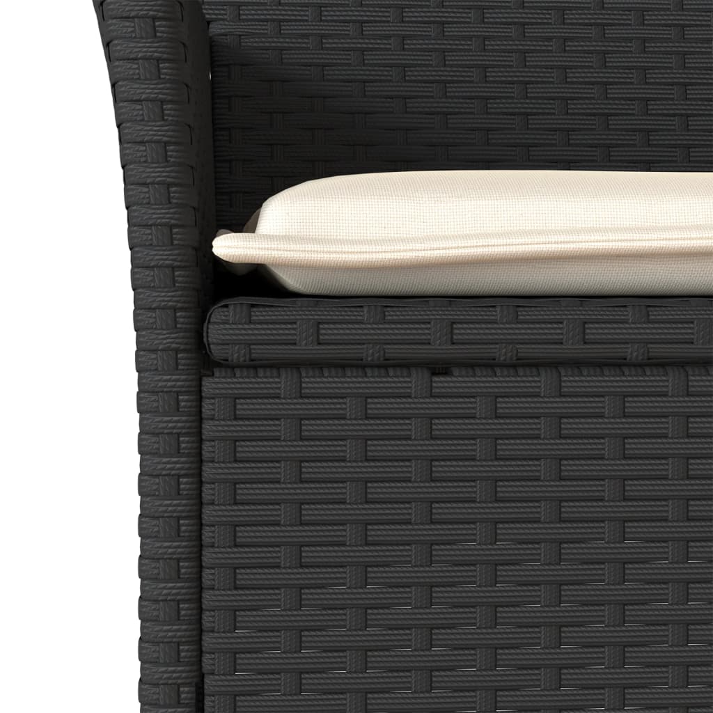 vidaXL 7-tlg. Garten-Essgruppe mit Kissen Schwarz Poly Rattan Akazie
