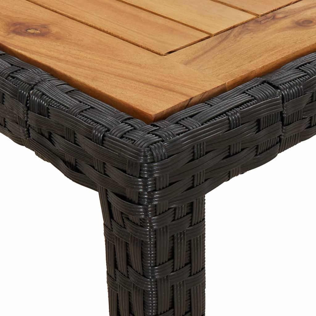 vidaXL 7-tlg. Garten-Essgruppe mit Kissen Schwarz Poly Rattan Akazie