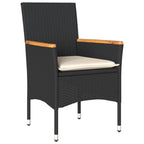 vidaXL 9-tlg. Garten-Essgruppe mit Kissen Schwarz Poly Rattan Akazie