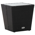vidaXL 3-tlg. Bistro-Set mit Kissen Schwarz Poly Rattan und Glas