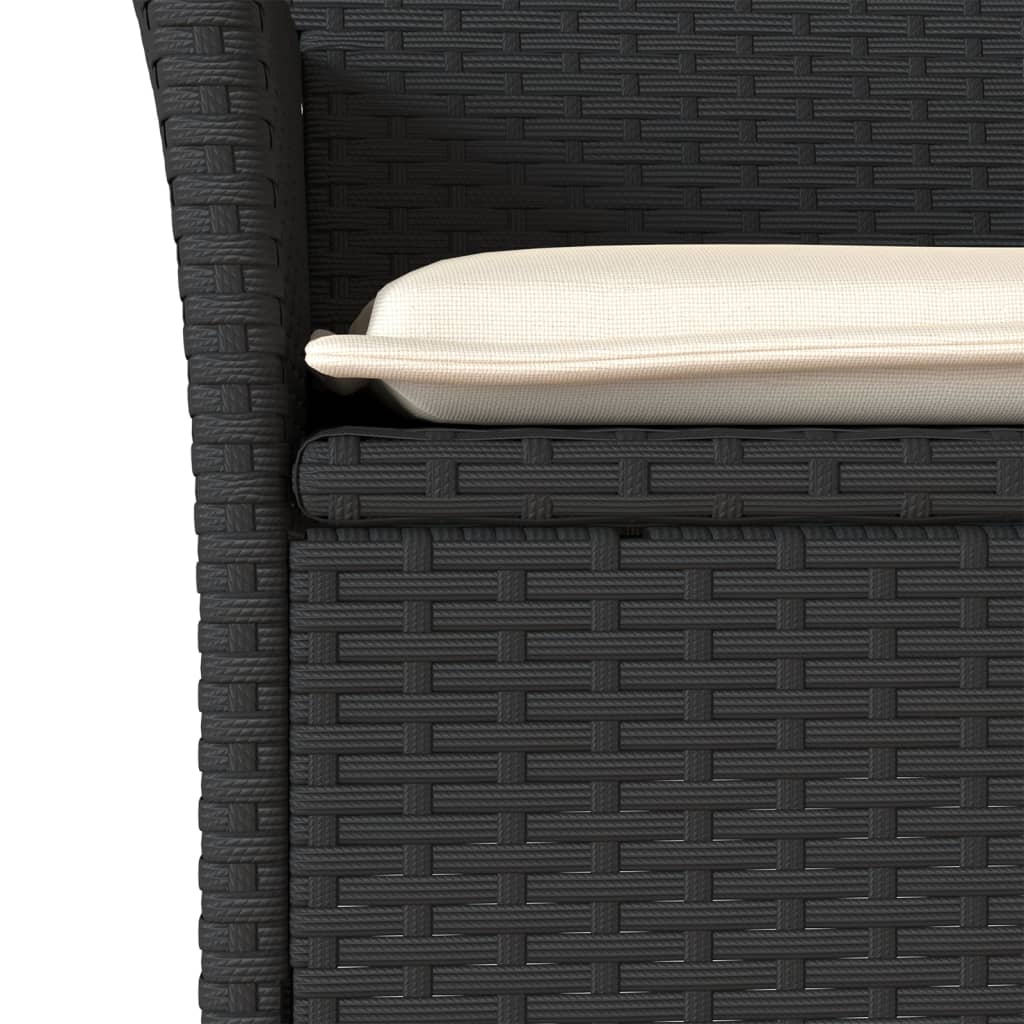 vidaXL 3-tlg. Bistro-Set mit Kissen Schwarz Poly Rattan und Glas